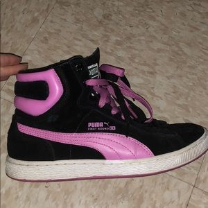 Puma high top black suede sneakers